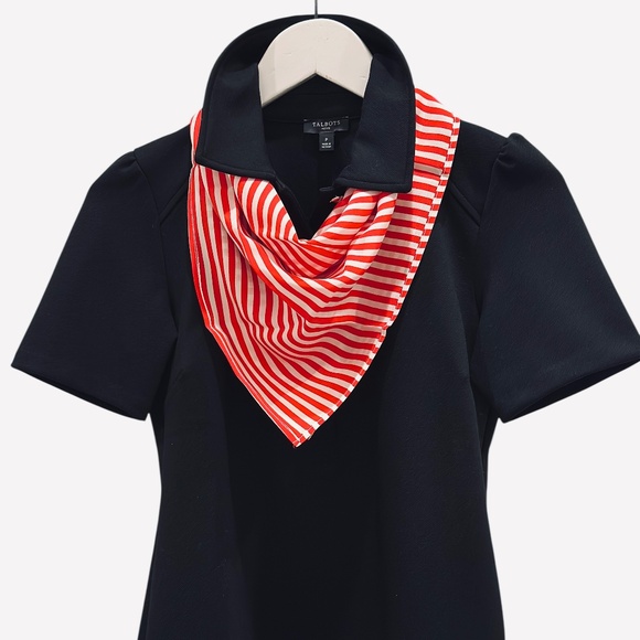 NWT SILKLETTE ‘Bonjour’ Red/White Stripes 100% Fine Silk Kerchief Scarf - Picture 6 of 9